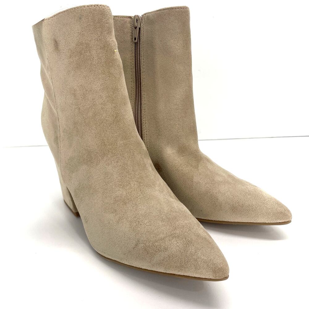 Ankle Boots Faux Suede Tan Sz 9.5 Flawed -A New Day